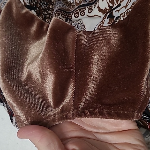 Ava James paisley boho top with velour details & bell sleeves size XL - Picture 3 of 9